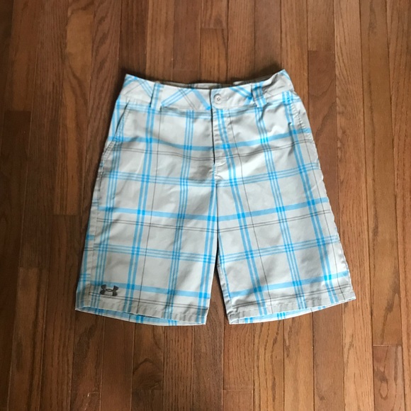 under armour plaid golf shorts